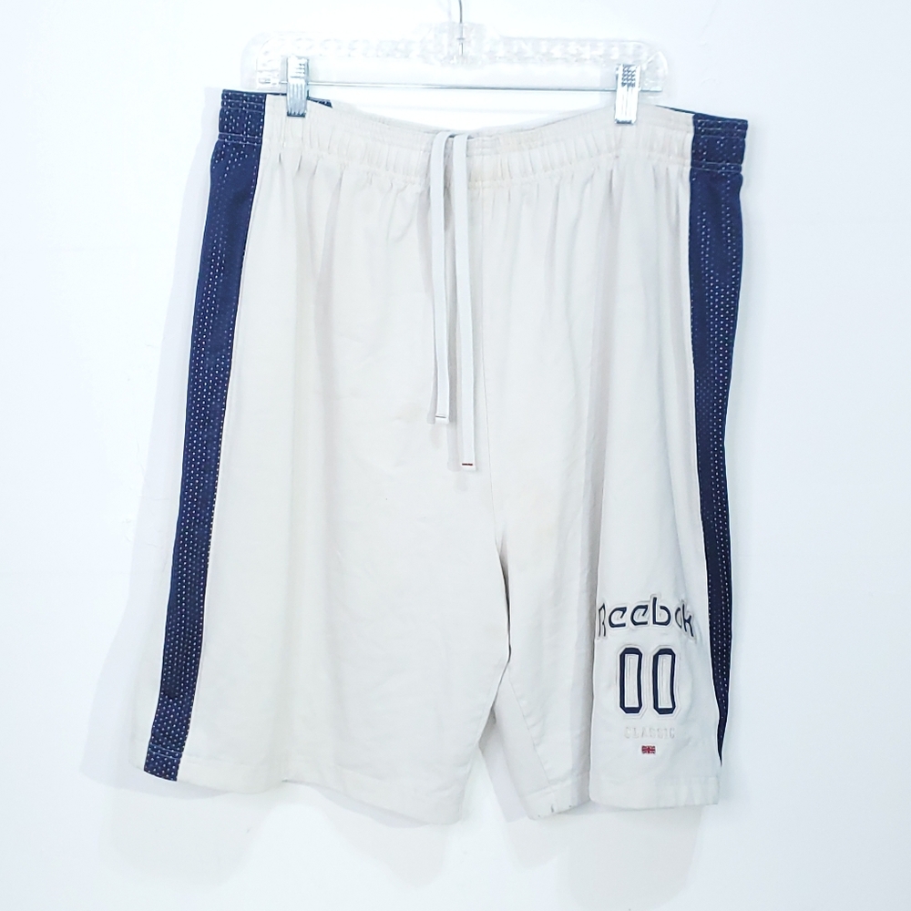 Vintage Reebok Classic Mens Shorts Size 2XL White Spell Out Logo Embroidered